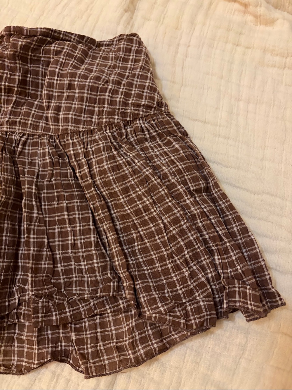 Brandy Melville Brown Plaid Tiered Skirt